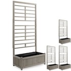 Raised Garden Bed - Wood Planter Box with Ladder Trellis - Gray