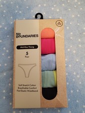 5 Pair No Boundaries Mid-Rise Thong Size M 8-10 Damaged Box Free Ship WP187
