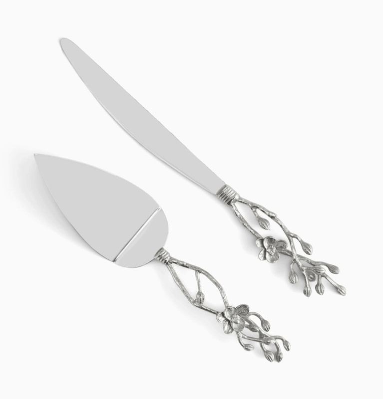 Michael Aram White Orchid Wedding Cake Knife & Server Set New In Box