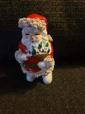 VINTAGE Ceramic Spaghetti Santa Claus With Dove Christmas Figurine Hand Painted