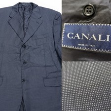 Canali Mens Blazer Sport Coat 54L US 44L Black Birdseye Super 120s Wool Italy