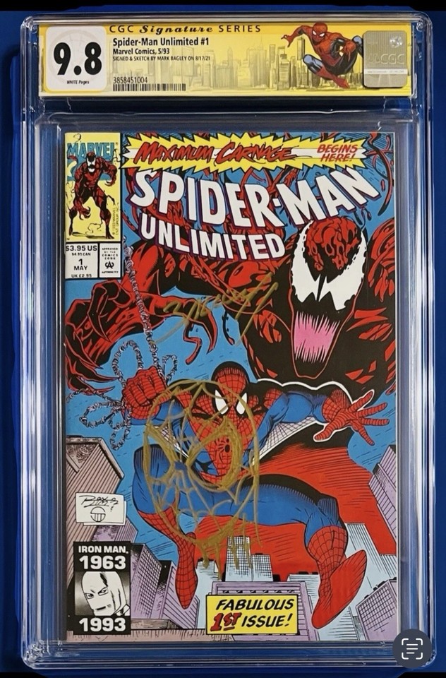 Spider-Man Unlimited #1??CGC 9.8( Marvel Comics, 5/93)??Mark Bagley ?? Sketch?? Comic Art