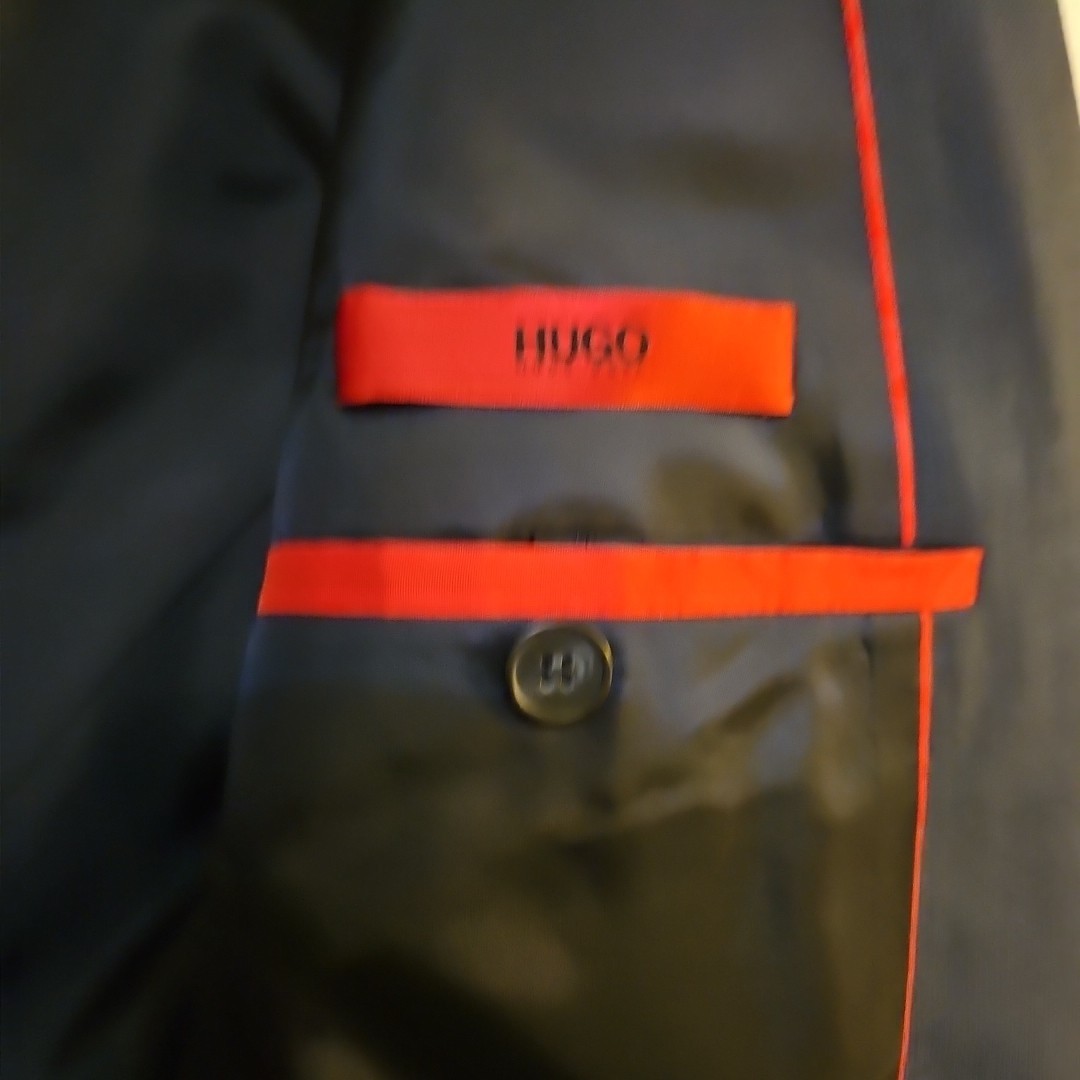 HUGO BOSS Mens Navy Blue Slim Fit Blazer Jacket Size Large (Small Fitting) NEW thumbnail 4