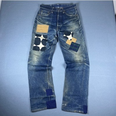 Warehouse & Co Special Edition Selvedge Denim Patchwork Repaired Jeans Indigo