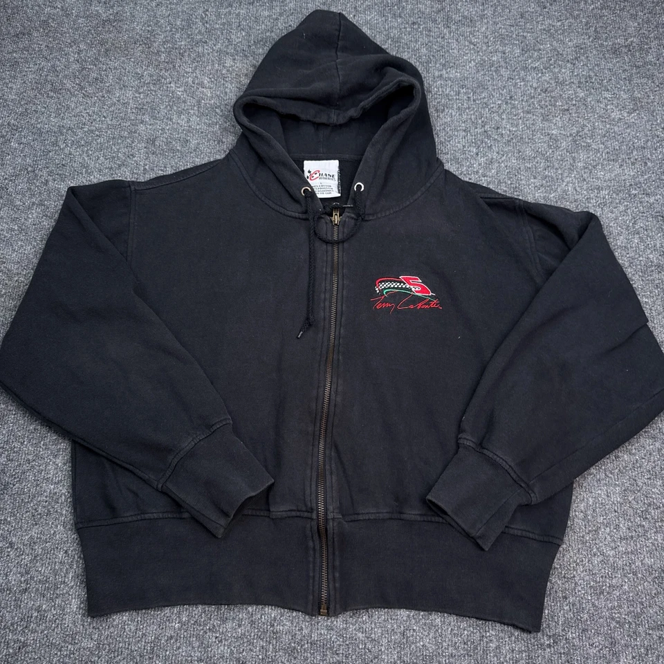 Sudadera con capucha vintage NASCAR Terry Labonte para mujer talla grande descolorida negra cremallera completa Foto 4 de 4