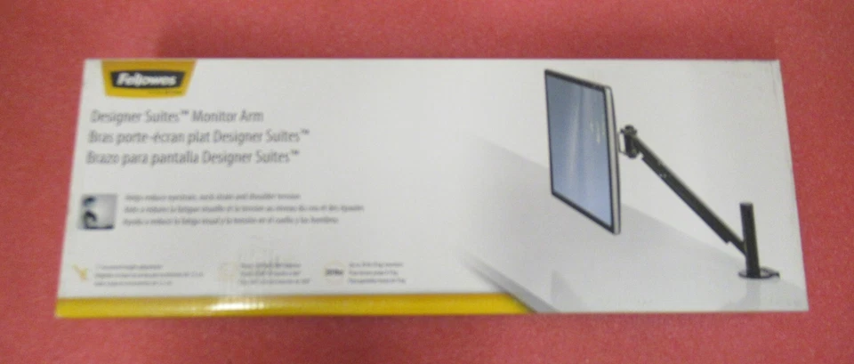 New Fellowes CRC80382 Flat Panel Single Monitor Arm Desk Clamp Mount Black - Image 4 of 4