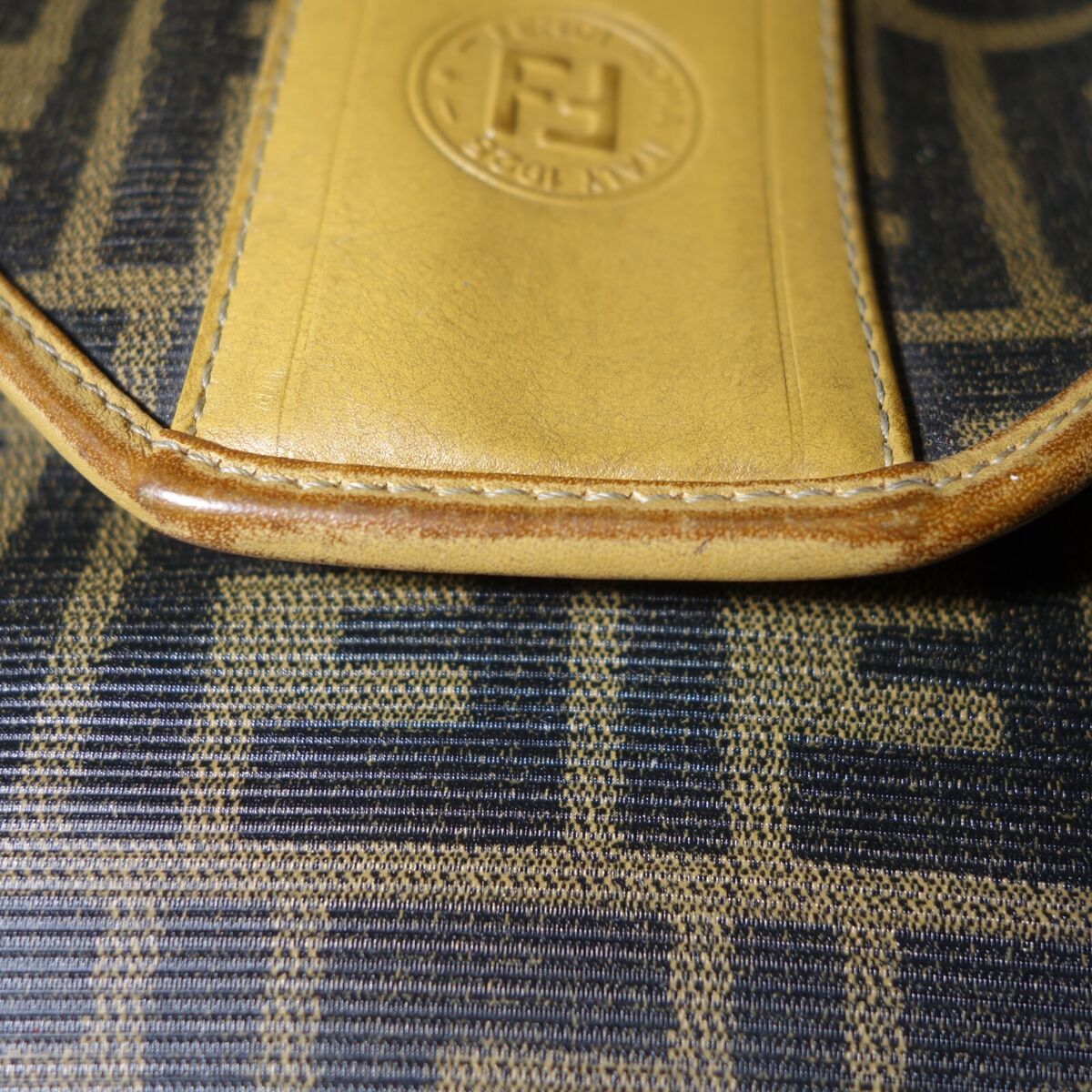 Vtg 1980's Fendi FF Zucca Coated Canvas & Leather Monogram Vtg 1980's Fendi FF Zucca Coated Canvas & Leather Monogram