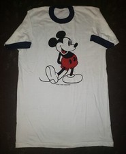 Vtg Early 1980s Mickey Mouse Ringer Tee Shirt Walt Disney Productions Made USA