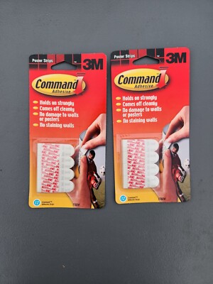 (2 Pack) Command Strips 17024 Command Self Adhesive Poster Strips 12 Pcs