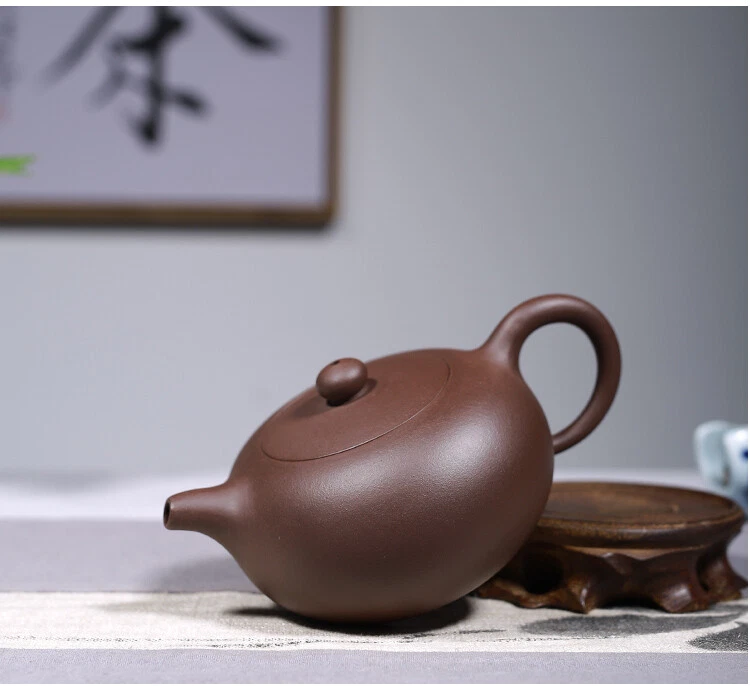 Authentic Yixing Zisha Tea Pot Ball Shaped Infuser Holes Marked Purple Grit Pot - Image 4 of 4