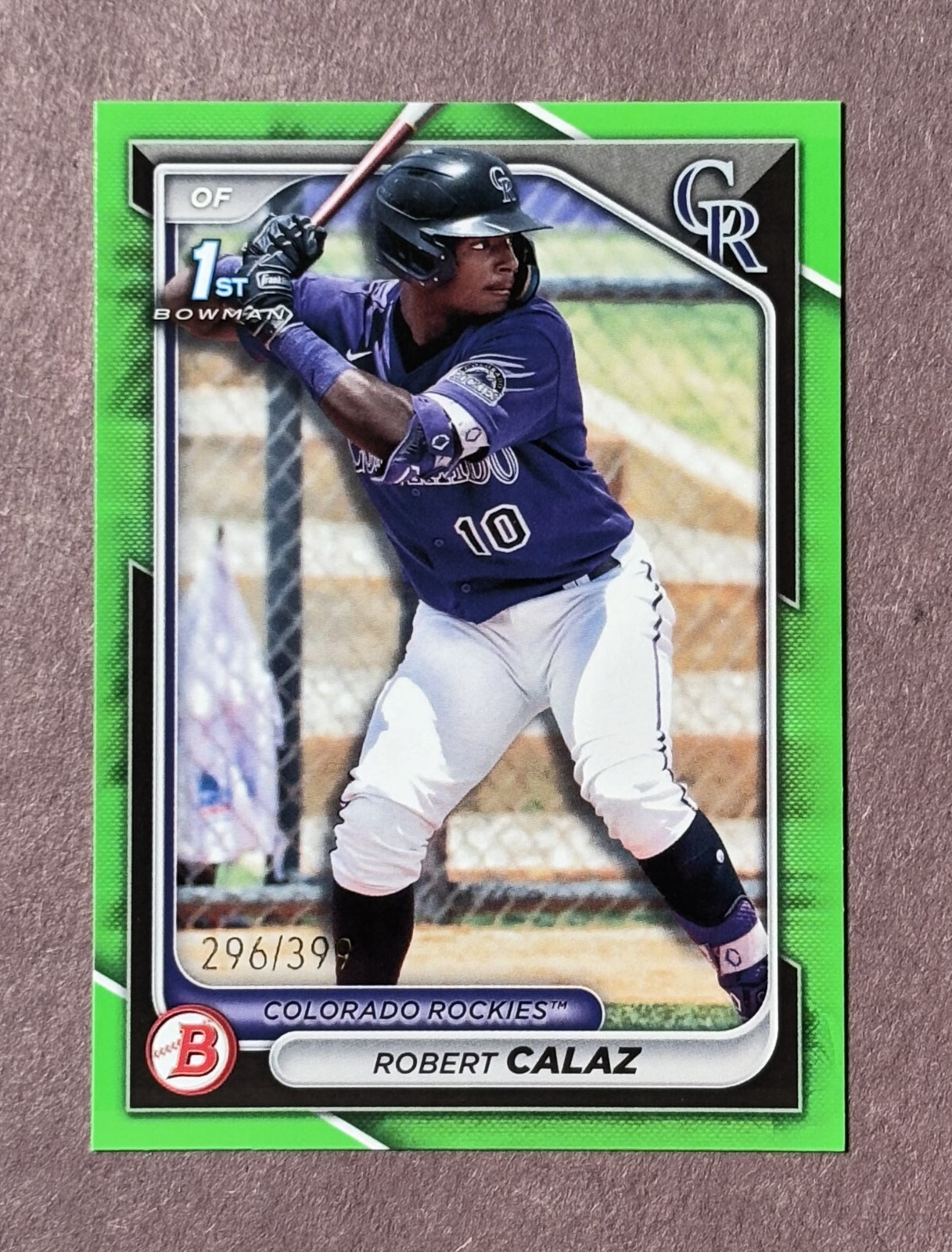 Robert Calaz 2024 Bowman Prospect BP-131 Lime Green Parallel /399 ROCKIES