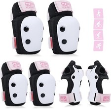 6PCS Pink Knee Pads Elbow Wrist Guards Protective Gear Set For Age 3-8 Kids