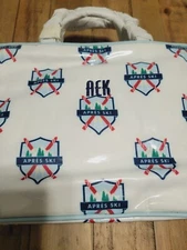 New Mark and Graham Clear Coated Travel Pouch Apres Ski Crest Monogram AEK