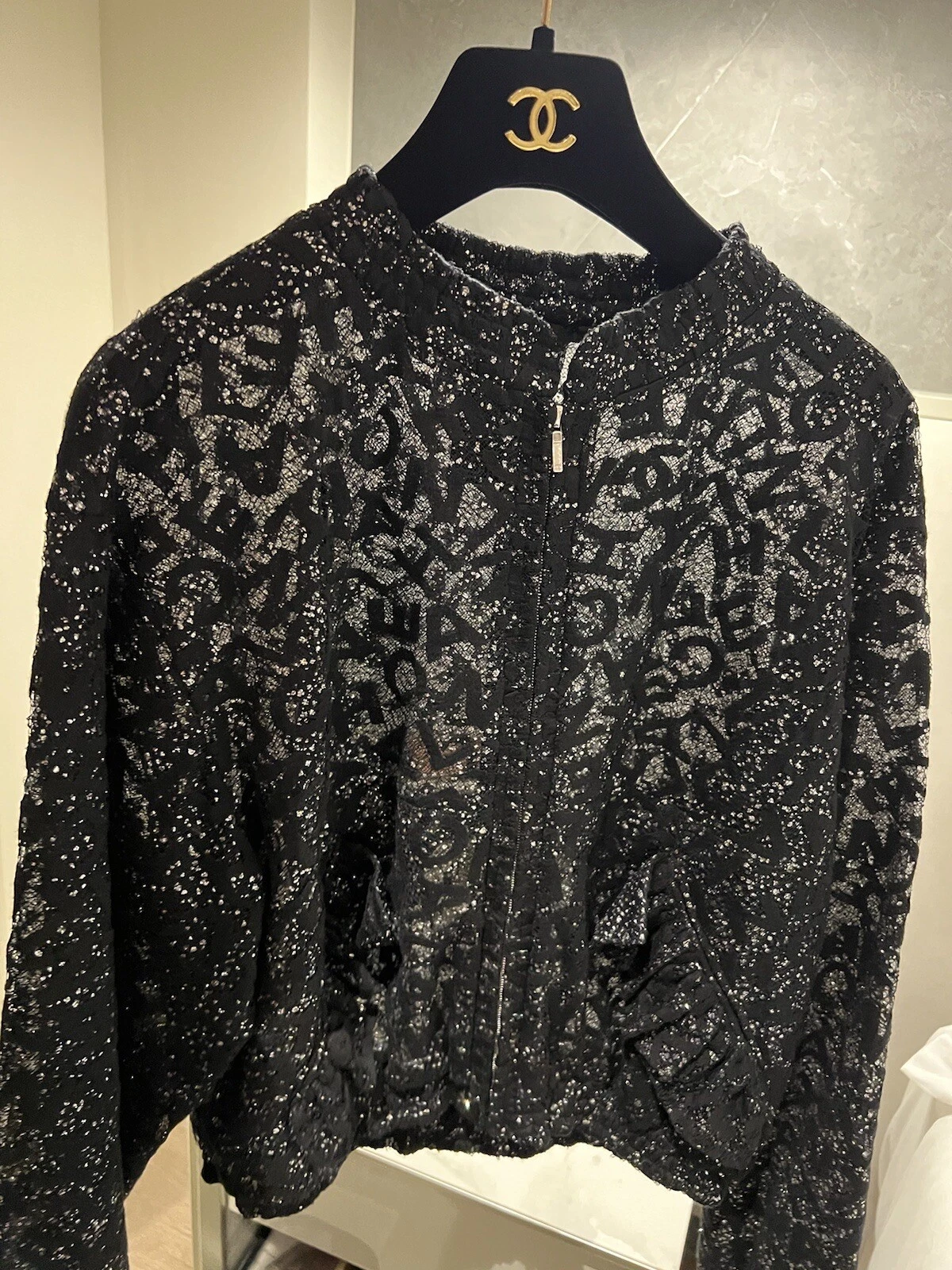 Giacca bomber da notte stellata Chanel 21B nuova con scatola collezione Chanel 21B taglia 34 rara