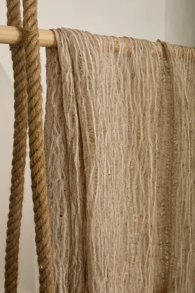 Linen Fabric By 2 Meters, Organic Cotton Fabric, Textured Handloom Semi-Sheer - Image 4 of 4