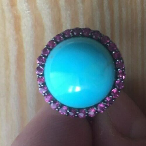 QVC Silver Sterling Turquoise Ring Sz 8 New Box - Picture 3 of 5