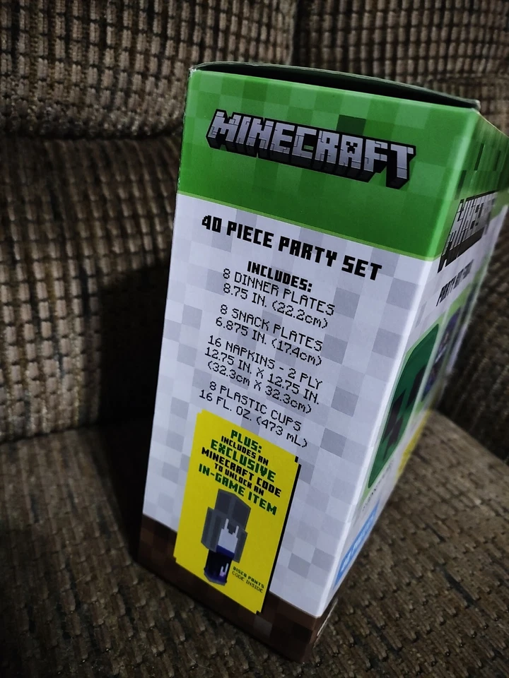 Kits de fiesta de cumpleaños Minecraft para 8 invitados 40 piezas platos totales servilletas tazas Foto 4 de 4