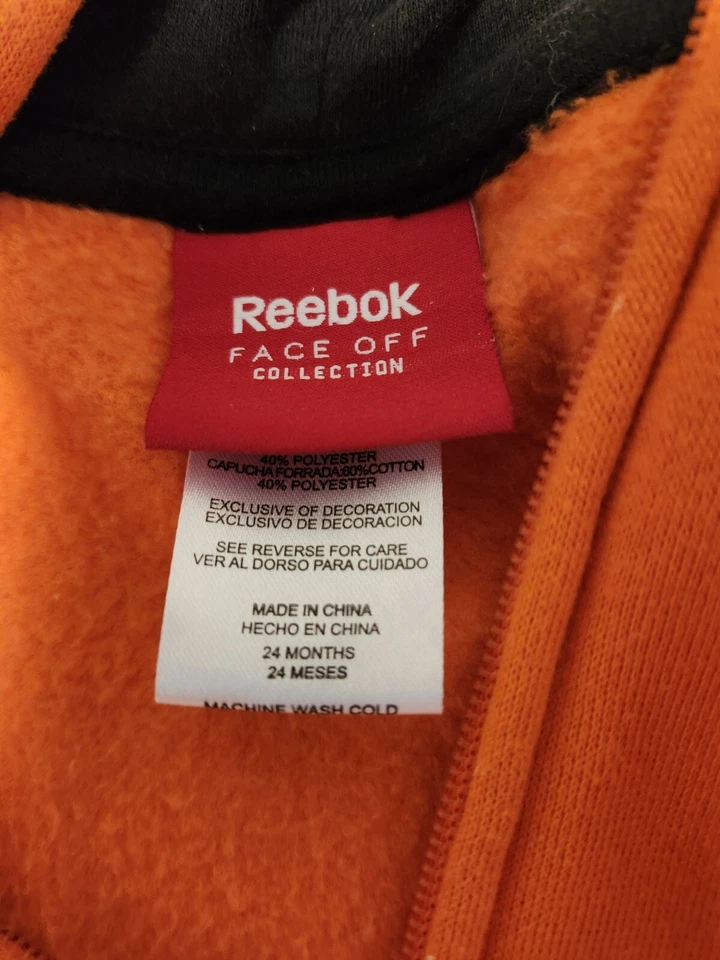 Philadelphia Flyers Reebok Orange Full Zip Hoodie Sweatshirt Size 12 Months - Image 4 of 4