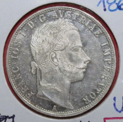 S8 - Austria 1 Florin 1860-A Brilliant Unc. Silver Coin - Without
