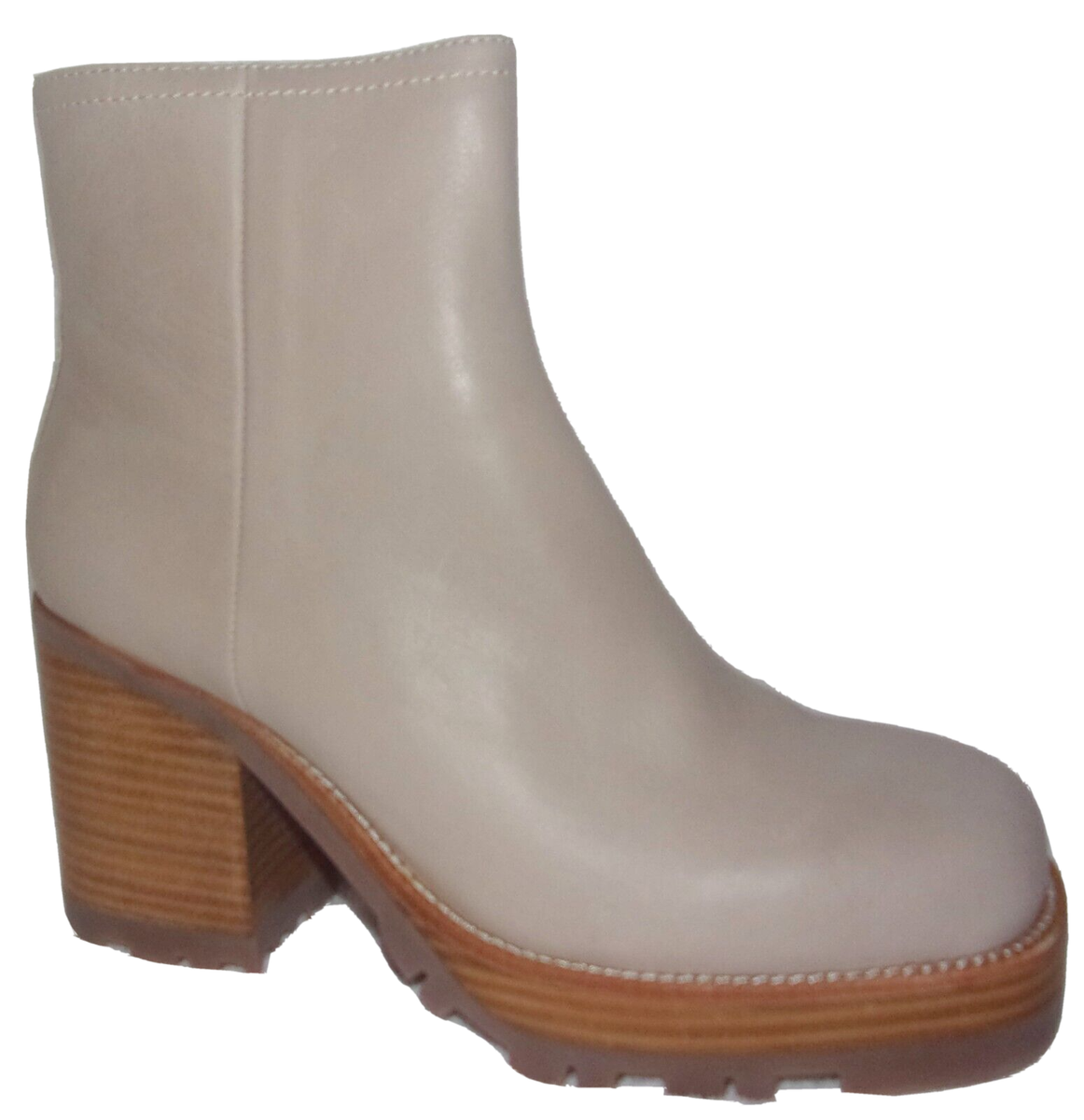 NEW JEFFREY CAMPBELL ABUNDANT ICE BEIGE LUG SOLE ANKLE BOOTS M