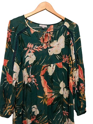 Patrons of peace green floral Flowy dress Womens size small | eBay
