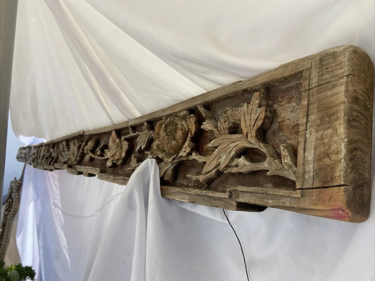Huge Antique Chinese Temple Carved Wood Architectural Beam Huge Antique Chinese Temple Carved Wood Architectural Beam