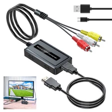 RCA to HDMI Converter Compatible VCR,DVD,VHS Analog Composite to HDMI Adapter