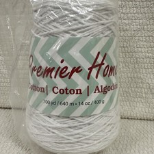 Premier Home Yarn 1033-01 Cotton Solid WHITE 700yds 14oz Med 4 Cone