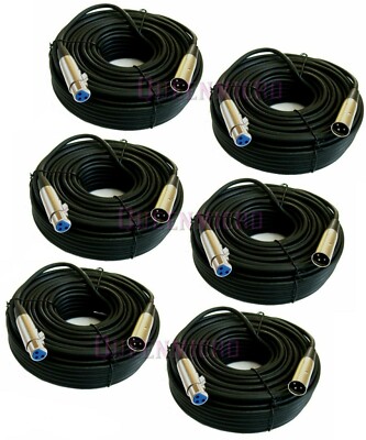6 Pack 100Ft XLR 3 Pin Male Female Microphone Audio Cord Shielded Cable 100'Foot