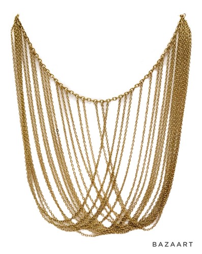 Vintage Multi-Chain Drape BIB Necklace Layered 20" Costume Fashion Statement - 第 2/24 張圖片