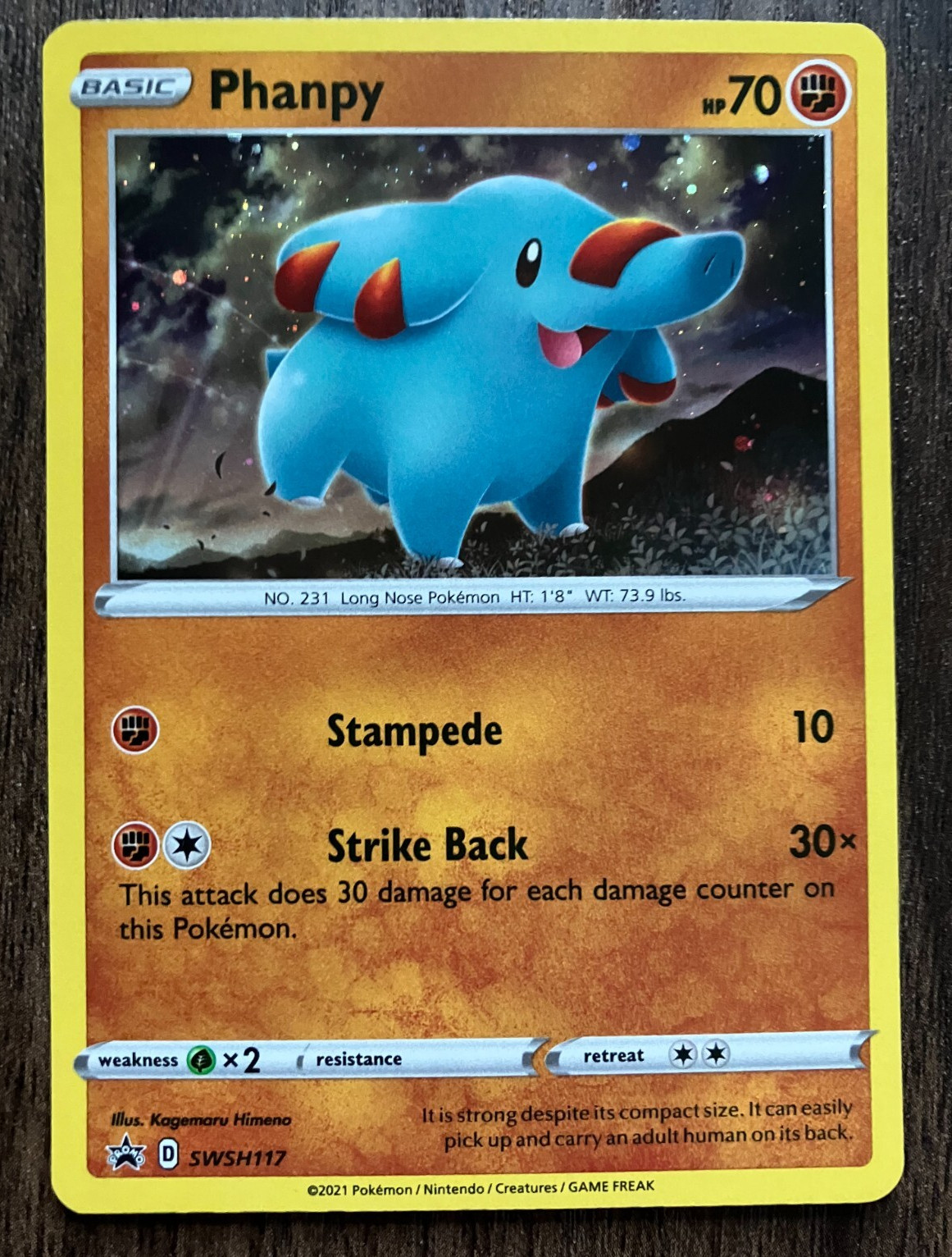 HOLO Phanpy SWSH117 - 2021 Pokemon Promo Card - CLEAN NM