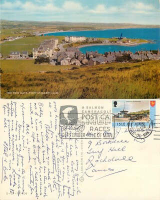 s16029 Die zwei Buchten, Port St Mary, Isle of Man Postkarte 1975 Briefmarke