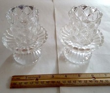 2 Pair of Glass Candle Holders. Votive or Stick 