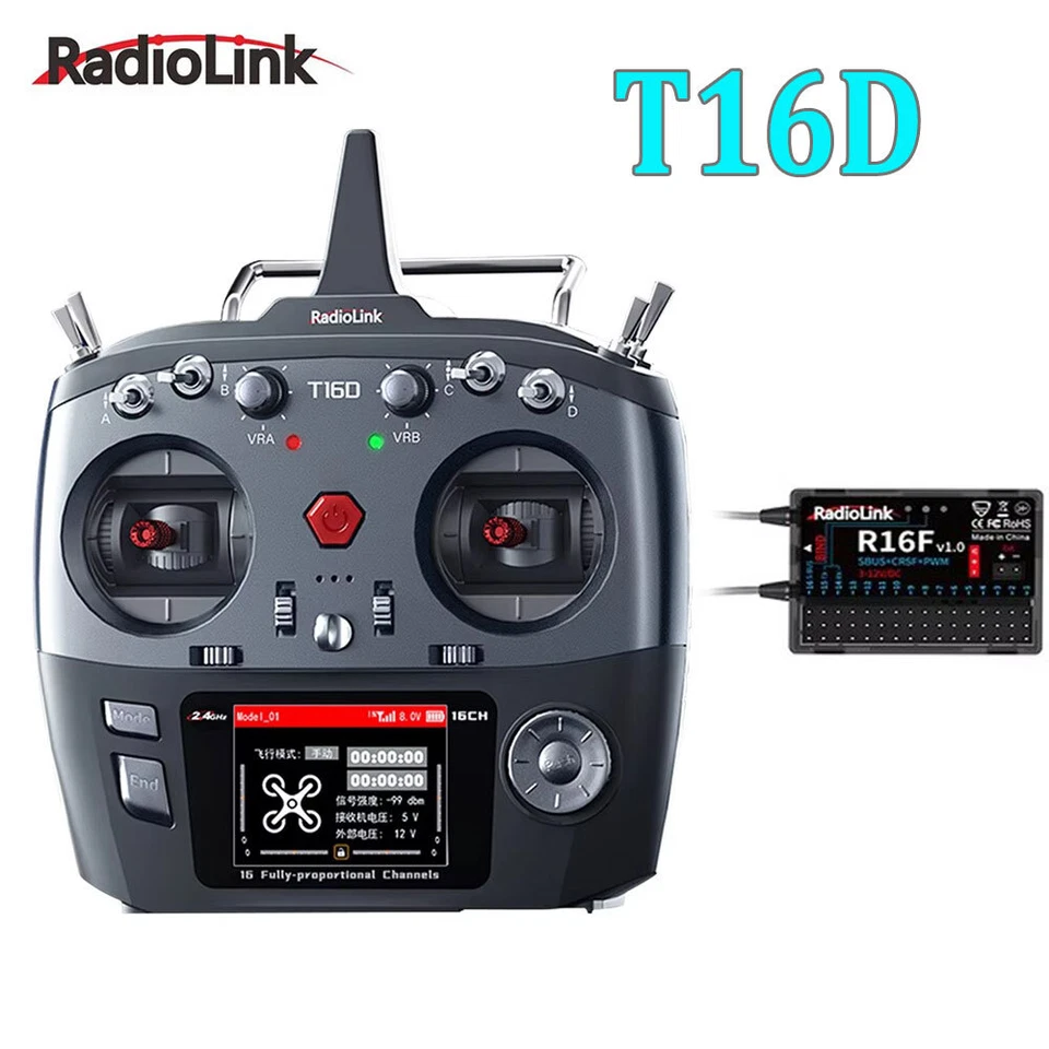 RadioLink T16D 16 Channels RC Transmitter 2.4GHz with R16F Receiver Left Hand - Image 2 of 4