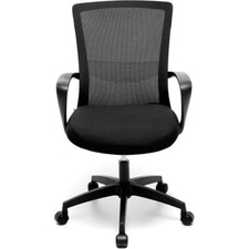 Sedia con ruote per Scrivania Nera Poltrona da Ufficio con Braccioli Ergonomica