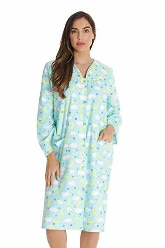 Women's Snap-Front House Coat Flannel Duster Robe with Pockets | eBay
