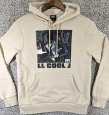 LL Cool J Rock the Bells Pocketed Hoodie Tan Unisex Small Pullover Drawstring