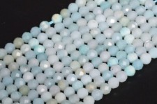 3MM Natural Blue Amazonite Beads Grade A Faceted Round Gemstone Loose Beads 15"