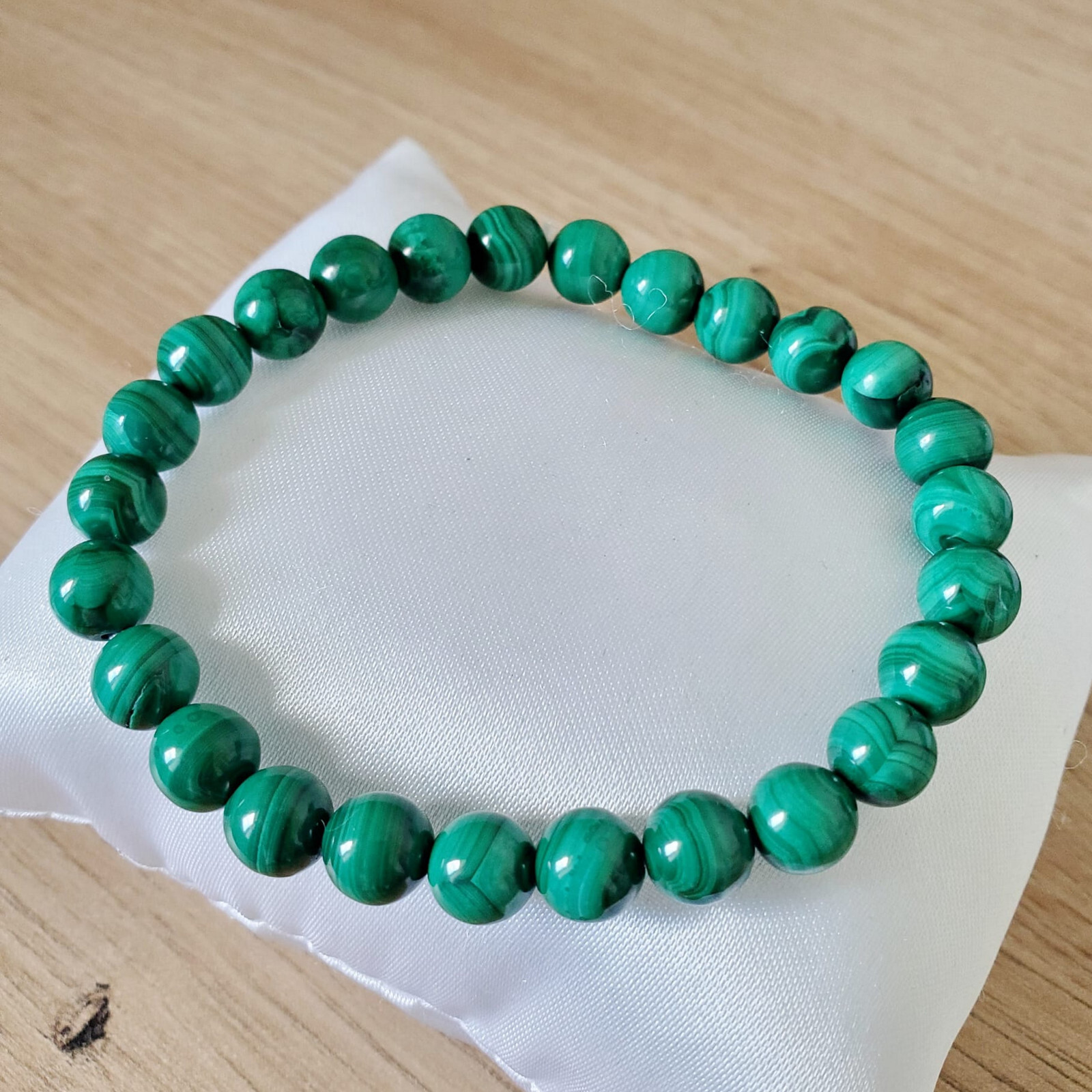 Bracelet en malachite naturelle de lithothérapie pour apaiser le stress et les émotions