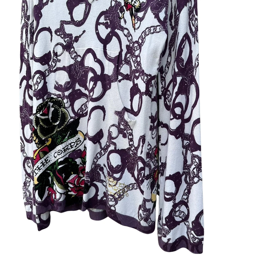 Vintage Y2K Ed Hardy by Christian Audigier Overprinted Women’s Hoodie Size M - Image 3 of 4