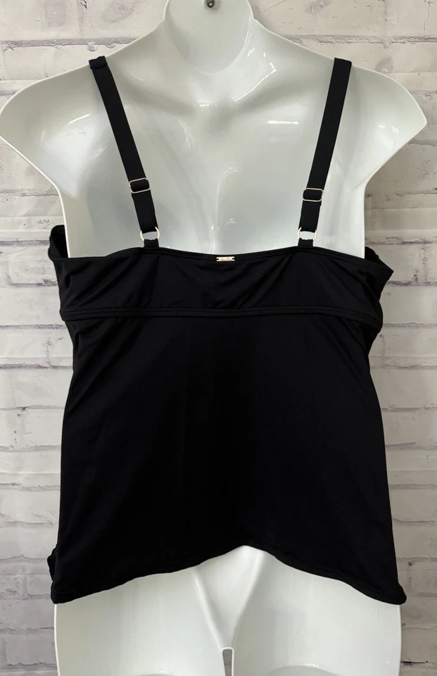 Anne Cole Black Tankini Top Swimsuit Plus Size 22W Draped Modest Underwire - Image 3 of 4