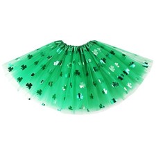 Women St. Patrick  s Day Tutu Skirt,Shamrock Tulle Costume Medium, Green