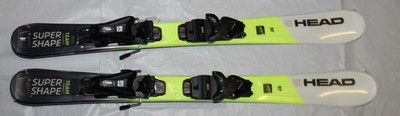 NEW  Head Supershape kids Skis 97cm + size adjust Jrs 4.5 GW Bindings yel/w/bk b