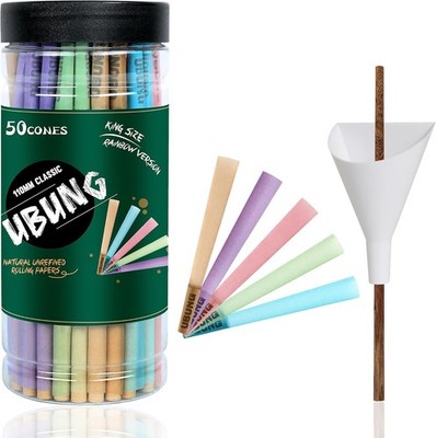 UBUNG Rainbow Cones | 50 King Size Konisch Vorgedrehte Hülsen  (5 Farben)