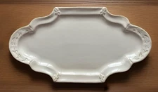 Pottery Barn Oval Stoneware Platter Serving Tray Antique Ivory 17.5"x9.5"