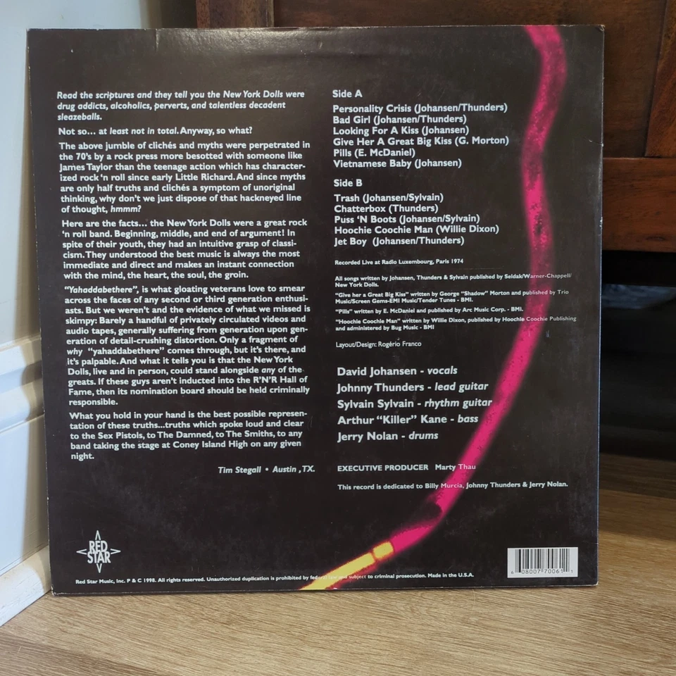 NEW YORK DOLLS. LIVE IN CONCERT. PARIS 1974. USED - Image 2 of 4