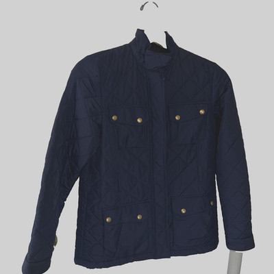 Lauren Ralph Lauren Women's M Quilted Coat Navy Pockets Preppy READ