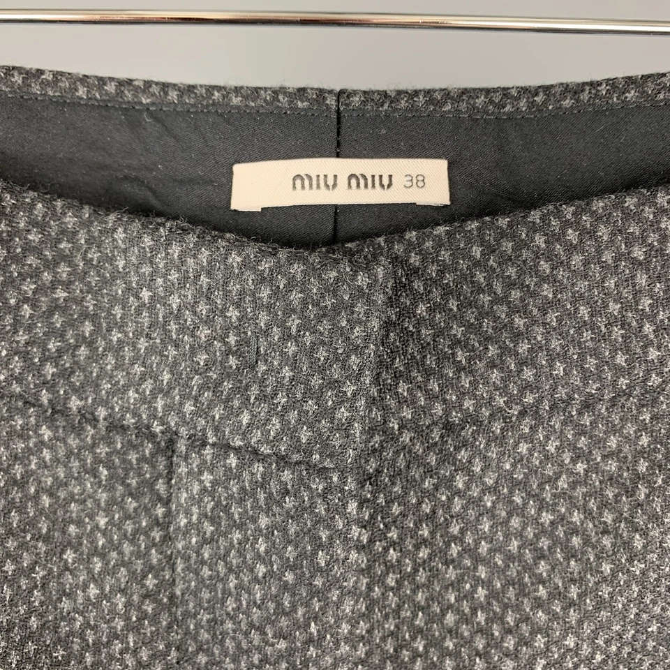 MIU MIU Size 2 Grey Houndstooth Wool Dress Pants - Image 2 of 4