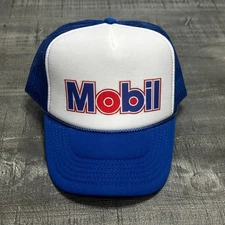Vintage Mobil Gasoline Trucker Hat Racing Hat Snapback Hat Blue Hat New Unworn