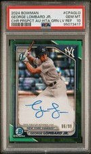 2024 Bowman Chrome HTA Green Lava Refractor George Lombard Jr AUTO #86/99 PSA 10
